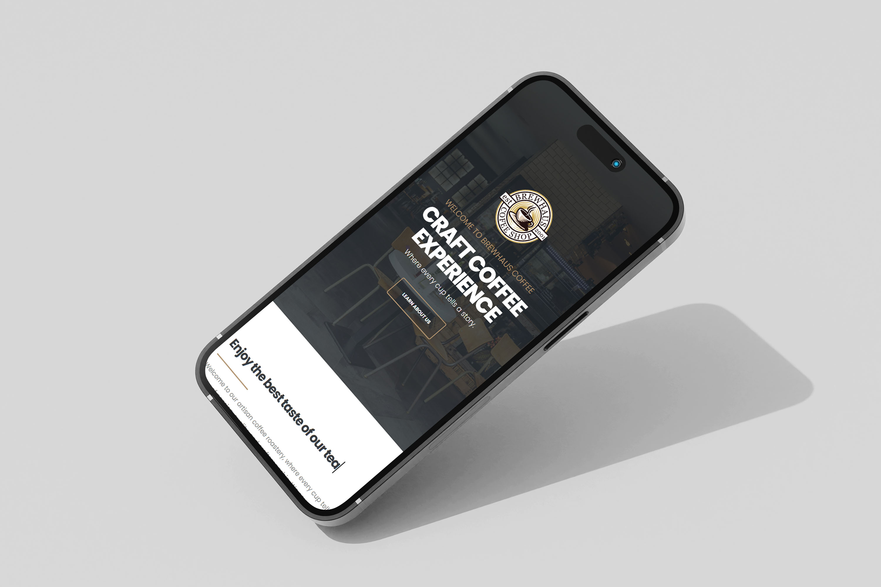 Brewhaus Coffee website mobile view