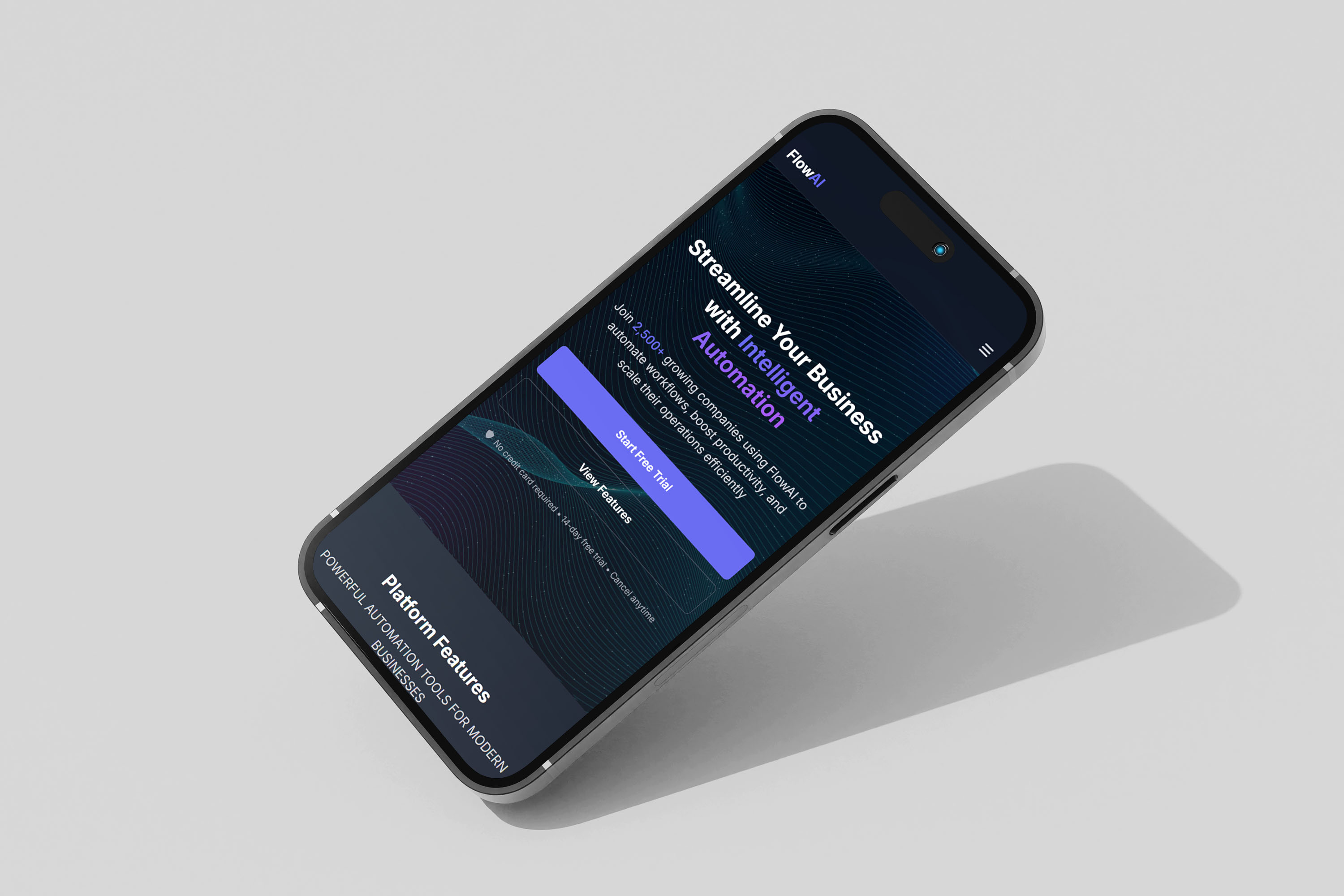 Flow AI website mobile view