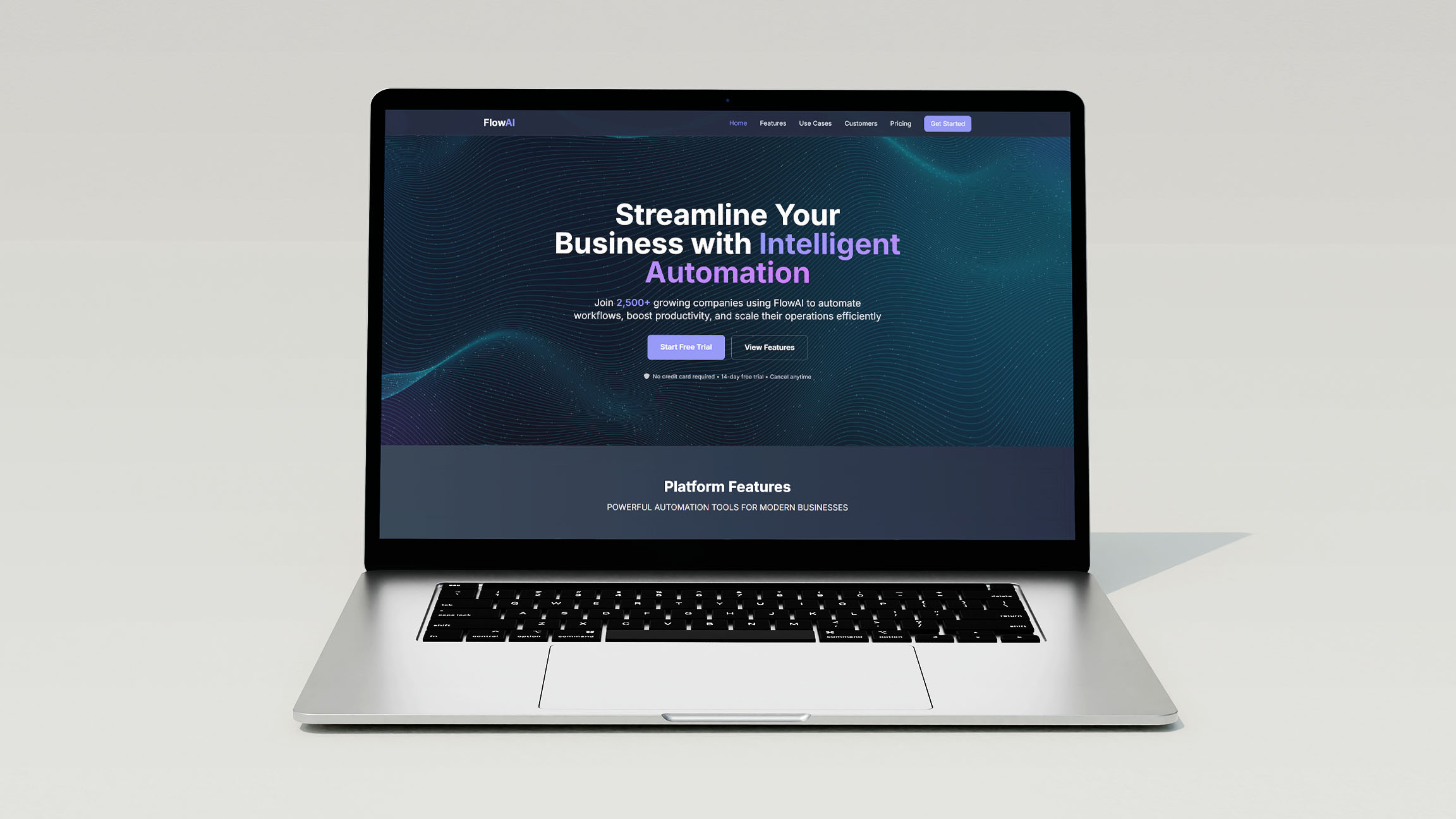 Flow AI website full-page view