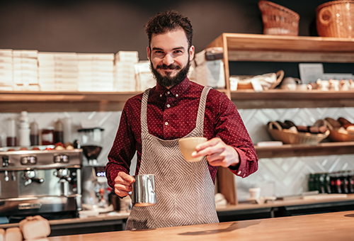 Barista making coffee