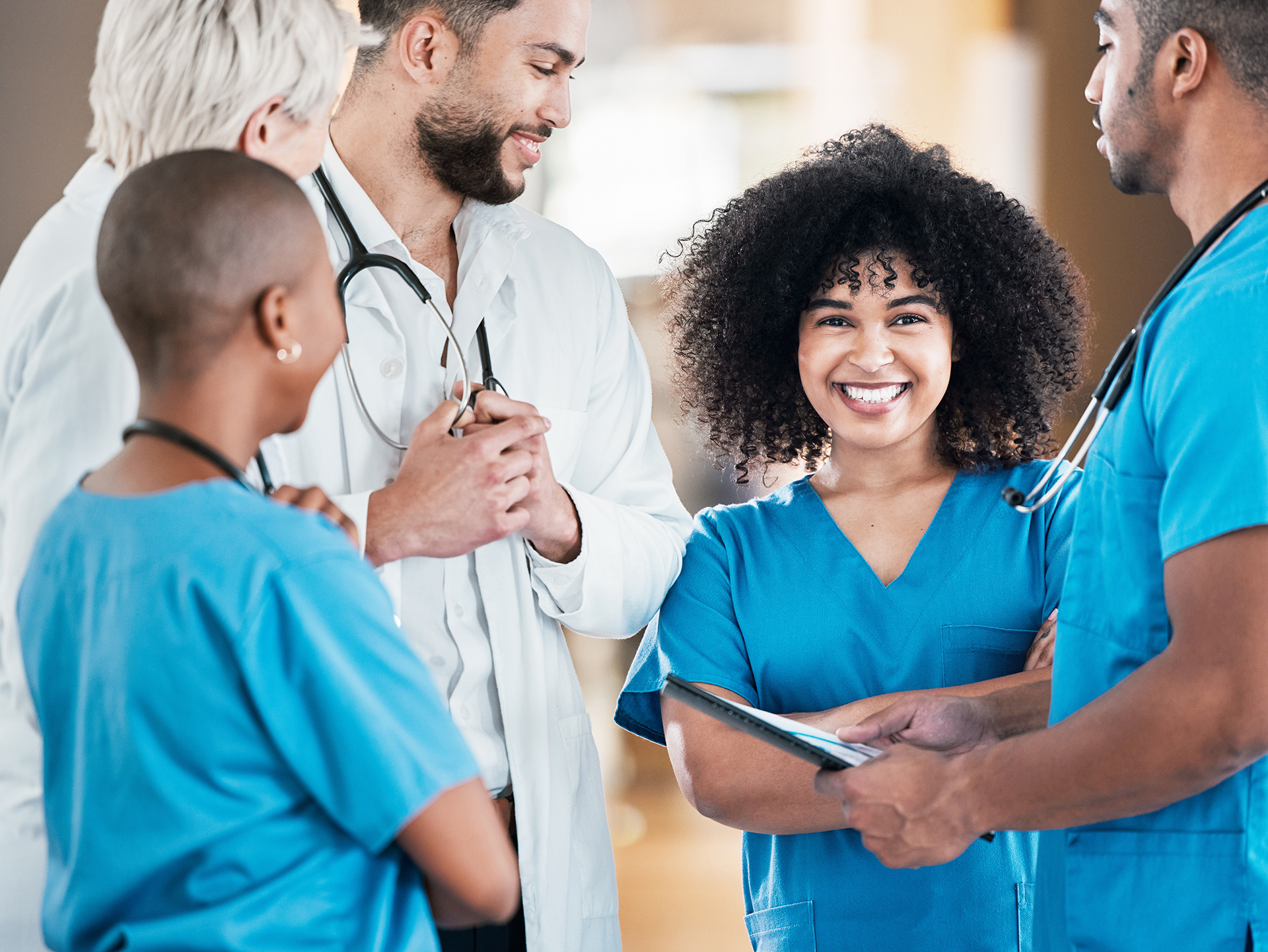 Healthcare professionals using AI technology
